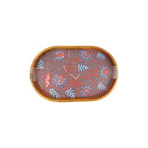 Meilleur vendeur WIK Grand plateau décoratif ovale en batik, plateau de service et de présentation fait à la main en provenance d'Indonésie, modèle traditionnel WIK-EHBCA - Product Image 1