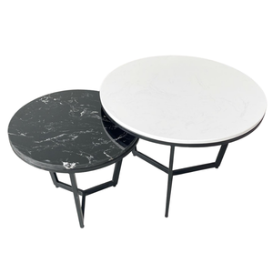 Modern Design Double <b>Sofa</b> <b>Table</b> Convertible Nesting Living Room Furniture with Stone Top and Iron Legs Durable TT68205 - Product Image 1