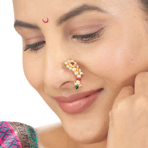 Divya <b>Gold</b> Plated Nath for Women Wedding Party - Product Image 2