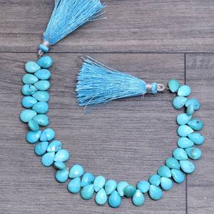 AAA Naturel Turquoise 6x9mm-7x10mm Facettes Poire Briolette Véritable Arizona Turquoise Semi-Précieuse Gemme Perle Lâche Pour Bijoux - Product Image 2