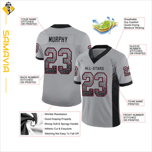 Maillot de football américain personnalisé prêt-à-être expédié uniforme d'équipe en tissu de polyester à manches courtes imprimé pour la saison estivale - Product Image 3