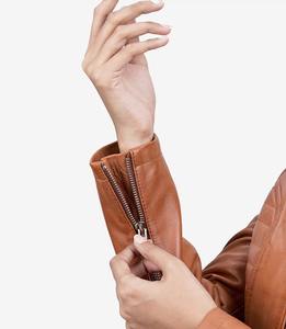 Femmes de haute qualité en cuir d'agneau matériel Tan couleur Vintage Streetwear vestes en cuir pour femmes vestes en cuir personnalisées - Product Image 5