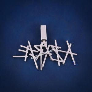 Colgante con logotipo inicial personalizado para hombre, Plata de Ley 925 con moissanita de claridad VVS, joyería de estilo Hip Hop chapada en oro - Product Image 6