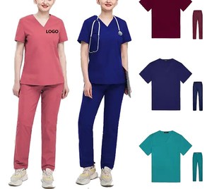 OEM Custom Women's Uniforms <b>Scrub</b> <b>Tops</b> Straight Pants Pet Clinic Nursing Workwear Sets Dental Tooth Check Stretch Nurse Uniform - Product Image 1