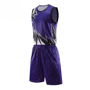 Buy <b>Men</b> Youth Basketball Uniform Set <b>Purple</b> Claw Print Sublimation Custom Logo Design Sleeveless Jersey - Product Image 3