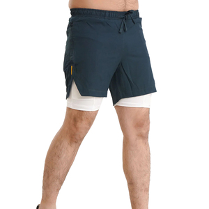Pantalones Cortos Deportivos para Hombre con Logotipo Personalizado, Servicio OEM, Transpirables, 100% Algodón, Color Sólido, con Forro de Verano para Deportes, Entrenamiento y Gimnasio - Product Image 1