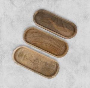 Bandeja Ovalada de Madera para Servir |   Plato de Madera Rústico Hecho a Mano para Cocina, Comedor, Ramadán, Bodas, Fiestas, Apto para Microondas, Ligero - Product Image 1