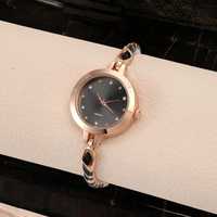 Montre vintage réglable en alliage or rose avec cristaux de pierres précieuses bleues, bracelet élégant, bijoux de haute qualité, cadeau ethnique pour femme