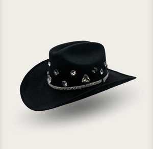 Sombrero western premium de gamuza con aplicaciones de cristal |   Sombrero artesanal de moda |   Fabricante OEM y ODM - Product Image 3