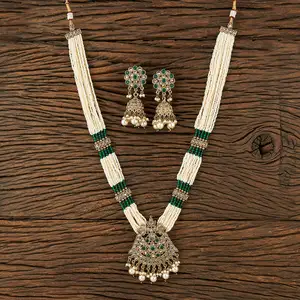 Antieke Parelhanger Set Met Mehndi-Beplating 211943 Groothandel In Kunstmatige Sieraden In India