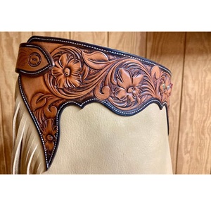 Chaps en cuir véritable de couleur beige et marron de qualité supérieure, ornés de motifs floraux, disponibles en différentes couleurs et tailles, vente chaude auprès des fabricants - Product Image 3