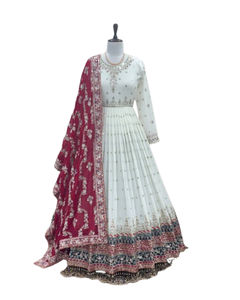 Ropa étnica india lista para usar Georgette estampado floral volantes completos vestido Anarkali para mujer vestidos casuales y de fiesta para mujer - Product Image 1