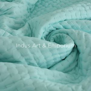 Solid Plain Kantha <b>Double</b> Bed Quilt Set With Two <b>Pillow</b> Cases Block Printed <b>Double</b> Vintage Summer Ac Comforters - Product Image 5