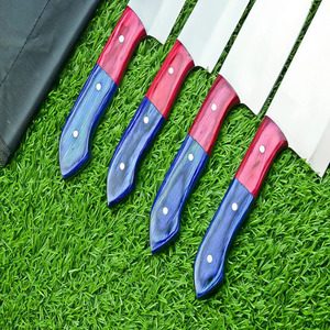 ชุดมีดของเชฟมืออาชีพทำด้วยมือ G10เหล็กดามัสกัสขนาด5นิ้วกระเป๋าม้วนหนังทำจากไม้สั่งทำ NO45สั่งซื้อขั้นต่ำ5ชิ้น - Product Image 6