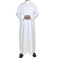 Thobe arabe sur mesure pour homme, col en V, décontracté, longueur au sol, coupe ample, respirant, en polyester, manches longues, broderie musulmane, pour la plage, toutes occasions