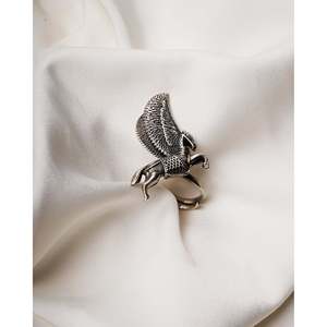 925 <b>Silver</b> Pegasus <b>Ring</b> Vintage Style Rhodium Plated Bezel Setting Jewelry for Everyday Wear - Product Image 3