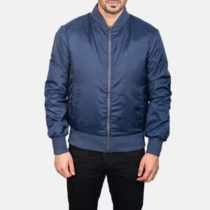 Chaqueta de bombardero universitaria de invierno personalizada de alta calidad para hombre, cuello levantado, forro polar ajustado, tela de poliéster/algodón al por mayor - Product Image 3