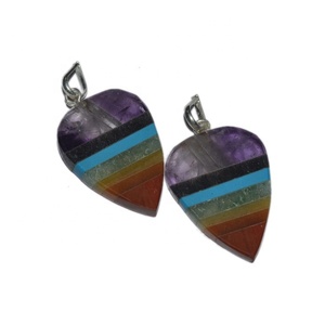 2024 pierre naturelle produits spirituels guérison chakra pierre ronde 9 plaque pendentifs en argent fantaisie guérison Chakra pendentifs et breloques - Product Image 5