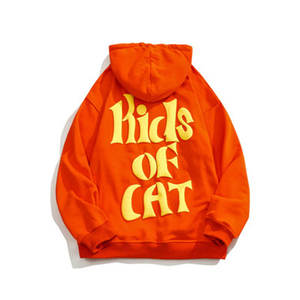 Sudadera con capucha unisex de gran tamaño con estampado abullonado, Jersey personalizado con mangas completas en relieve, Material polar de algodón 100% para hombres y mujeres para invierno - Product Image 2