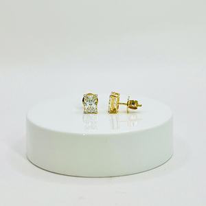 Pendientes de Diamante de Corte Radiante de 1.00 Ct, Diseño Geométrico en Oro de 14K, Certificados por GIA, para Compromiso, Boda, Regalo - Product Image 2