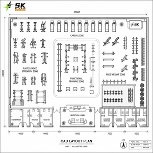 Gimnasio Comercial SK de 600 m² con Equipamiento Completo, Solución Integral para Centros de <span class=keywords><strong>Fitness</strong></span>, Paquete de Entrenamiento de Fuerza y Cardio, Venta al por Mayor, Fábrica China - Product Image 4