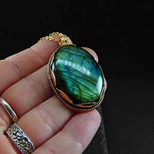 Ava ทำด้วยมือ18K ชุบทองจี้เงินสเตอร์ลิงหลากสีสวยตั้งขอบหินสไตล์วินเทจ45มม - Product Image 6