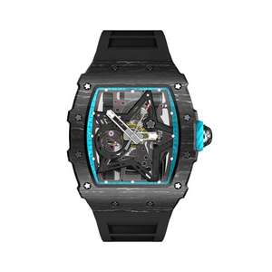 PJ นาฬิกากลไกจักรกลสแตนเลสสำหรับผู้ชายนาฬิกาเตือนสีดำโลโก้สีน้ำเงินเข้มออกแบบได้ตามต้องการ - Product Image 1