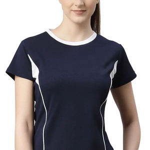 Summer Fashionable Girls Crop Top T-<b>Shirt</b> 92% Cotton 8% Spandex Slim Fit Round Neck Beige Women's Casual Top Solid Jersey Fabric - Product Image 6