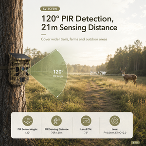 Caméra de <span class=keywords><strong>chasse</strong></span> Sensvision Wildkamera 4K 64MP CMOS IP66 étanche à énergie solaire WiFi 120 PIR avec autonomie de 36 mois - Product Image 5