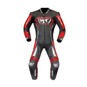 Hombres una pieza Berik 1,3mm cuero motocicleta traje CE blindado carreras a prueba de viento chaqueta pantalones pista montar moto equipo personalizado - Product Image 1