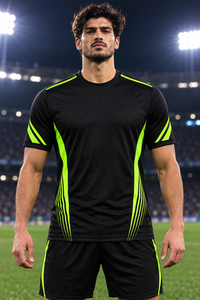 Maillot de football néon personnalisé noir et vert avec rayures lumineuses, respirant, uniforme d'équipe par sublimation, vente en gros - Product Image 4