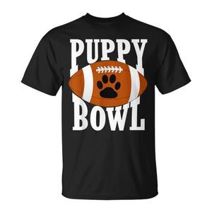 T-shirt Puppy Bowl Sunday per appassionati di cani, nera, taglia adulto - Product Image 1