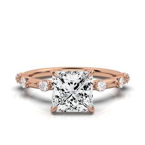 Anillo de compromiso de oro macizo de 14K y 18K, joyería fina, banda de boda personalizada para mujer, Diamante clásico para compromiso de aniversario nupcial - Product Image 2