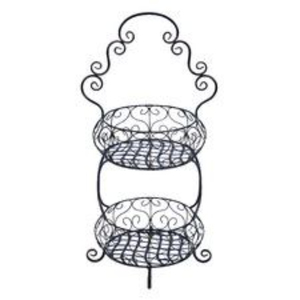 Panier en fil de fer métallique de style antique à 3 niveaux, forme personnalisée, finition noire, pour table à manger, fruits, légumes, rangement - Product Image 3