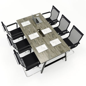 SFAC009 Modern Design Small Meeting <b>Table</b> Wood and 2-legged Steel 'A' Frame - Product Image 1