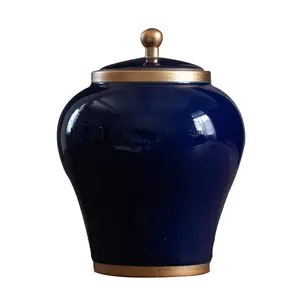 Новая форма, темно-синяя уникальная банка для хранения пепла, мемориальные урны для кремации для взрослых, современный дизайн, погребальные горшки