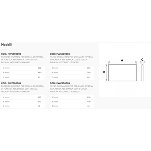 Filtre de remplacement en plastique ABS blanc Tecnosystemi pour grilles de retour et grilles avec ou sans plénum intégré - Product Image 2