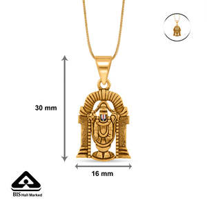 Tirupati Balaji Gold <b>Pendant</b> <b>Necklace</b>-Religious Fine Jewelry <b>for</b> <b>Men</b> & Women - Product Image 6