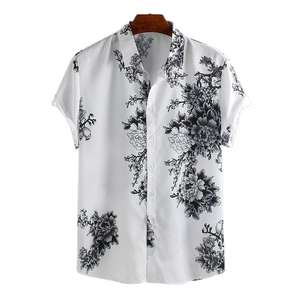 Chemise à imprimé floral d'été pour homme, chemise décontractée à manches courtes, légère, pour les vacances à la plage - Product Image 1
