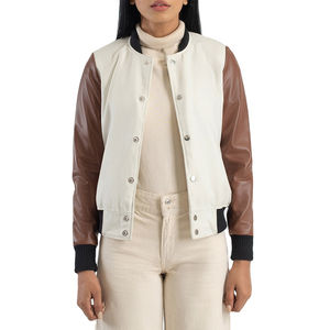 Nueva chaqueta Varsity personalizada para mujer, cuerpo de lana, Mangas de cuero blanco brillante, chaqueta con letras, chaquetas de béisbol para mujer, Varsity 2025 - Product Image 1