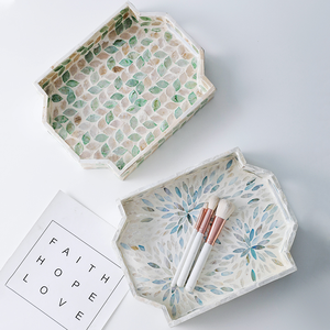 Bandeja de concha hecha a mano de Vietnam con incrustaciones de nácar, vajilla colorida, bandeja para servir para comedor, decoración y regalos - Product Image 4