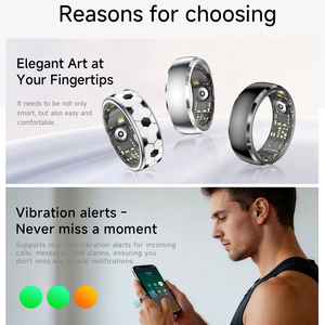 Anillo Inteligente con Monitor de Salud, Resistente al Agua IP68, Monitor de Frecuencia Cardíaca, Oxígeno en Sangre y Sueño, Control por Aplicación, Acero Inoxidable, Anillo Inteligente de Moda - Product Image 2