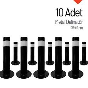 Ensemble de 10 poteaux de signalisation rétractables en acier, 45 x 9 cm, barrière de stationnement, séparateur de circulation pour voie publique, en caoutchouc - Product Image 4