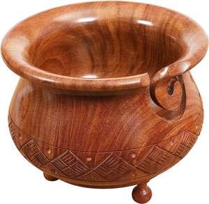 Bol de fil en bois organisateur de stockage de fil vide avec trous pour laisser passer le fil, crochet de tricot artisanal bricolage - Product Image 1