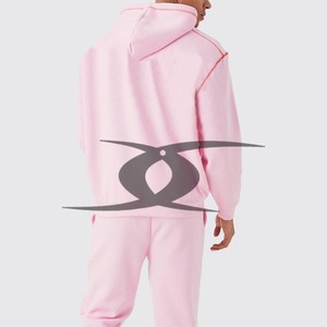 ชุดวอร์มผ้าฝ้ายขนแกะ450กรัมชุดวอร์มกางเกงมีฮู้ดชุดวิ่งแบบวินเทจชุดวอร์มขาบานโลโก้ออกแบบได้ตามต้องการ - Product Image 4