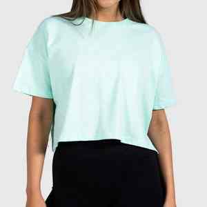 T-shirt pour femme, col rond, uni, léger, élégant, haut court décontracté de qualité supérieure, vente en gros - Product Image 5