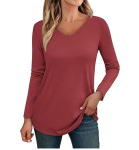 Camisetas de manga larga para mujer de moda de alta calidad, camisetas de manga larga informales lisas con logotipo personalizado, precio barato - Product Image 5