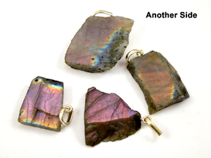 Pendentif en Labradorite de feu violet naturel pendentif plaqué argent poli des deux côtés forme libre charme boucle unique connecteur pendentif Lot - Product Image 2