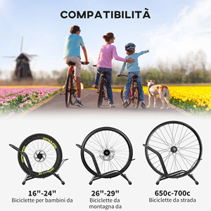 SPORTNOW Bike Stand para neumáticos <8,5 cm en acero, 59x41x38 cm, negro - Product Image 5