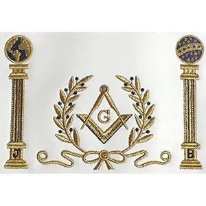 Tablier de loge Master Mason Bleu Marine Avec Piliers Regalia Maçonnique Brodé Masons Confortable OES Tabliers Maçonniques - Product Image 6
